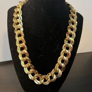Monet double link vintage chunky Gold tone Chain Necklace 20”